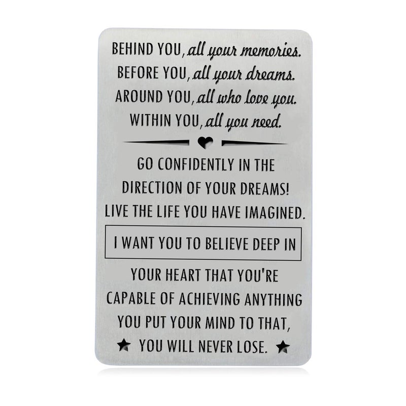 XGAKWD Graduation Gifts for Son Daughter with Inspirational Quote, Engraved Wallet Insert for Him, Birthday Graduation Gifts Cards for Graduate - Image 1